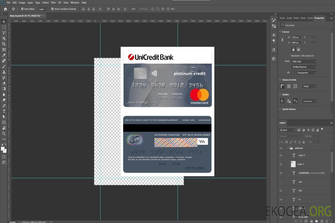 Hongrie Carte de crédit platine UniCredit Bank template